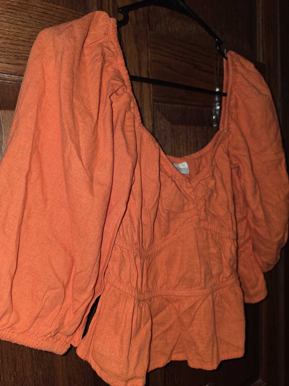 A New Day Orange Peasant Top
